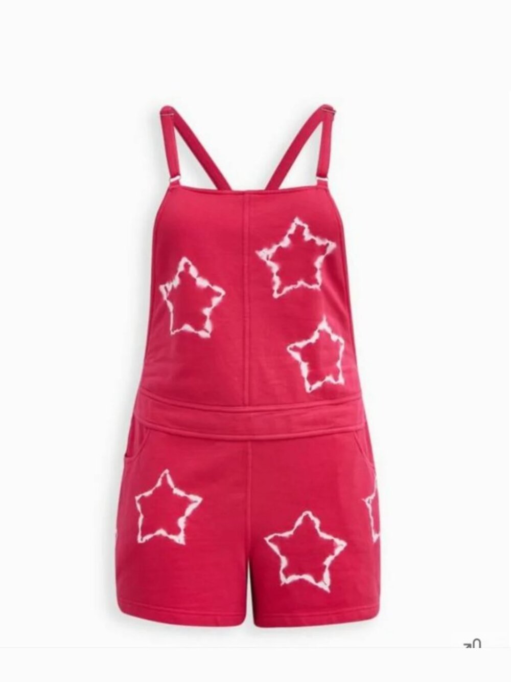 Torrid Lovesick Pink Star Print French Terry Shortalls Romper Size 2